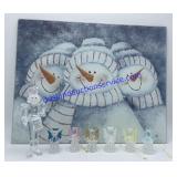 Snowman Glass Plate Matt & Nutcracker + Angel