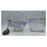 Sugar Dish W/ Spoon & Square Glass Sugar Dish