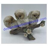 Owls Perched On Branch Figurine 4"x6"