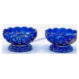 Mini Blue Glass Candlesticks