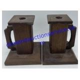 Wooden Mug Theme Candle Holders 5" Tall