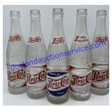 5 Vintage Pepsi-Cola Glass Bottles