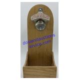 Coca-Cola Wooden Bottle Opener W/ Lid Catcher 10"