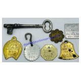 Vintage Dog Tax Tags, Skeleton Key, Druggist