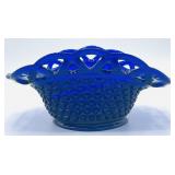 Cobalt Blue Glass Basket (9 x 6 x 4)