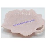 Vintage Pink Glass Leaf Dish (9 x 8)