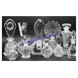 Lot of (10) Cut Glass Perfume Bottles