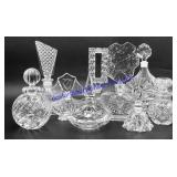 Lot of (9) Cut Glass Perfume Bottles