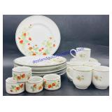 Set of Avon Gold Rimmed Plates, Tea Cups, Saucers