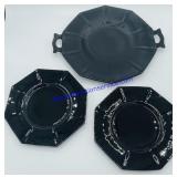 Black Glass Serving Plate & (2) Dessert Plates
