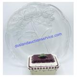 Large Glass Holiday Platter & Covered Dish
