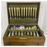 Wooden Chest of Silverplate Service for 12 &