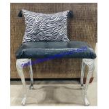 Antique Stool & Zebra Pillow (22 x 18 x 12)