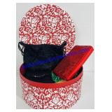 Red Hat Box w/ 3 Evenings Bag & Coin Purse