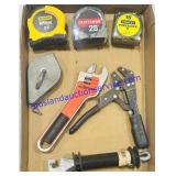 Tape Measures, Chalk Line, Auto Wrench, Etc..