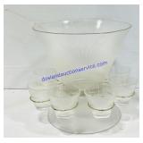 Glass Punch Bowl & (7) Cups