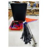 Trash Can, Mount flag, Zipties, Staple Gun
