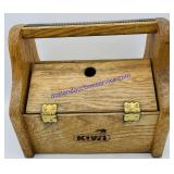 Wooden Carrying Box With Shoe Polish And Brushes