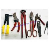 Tin snips, rivet gun, pliers, etc.