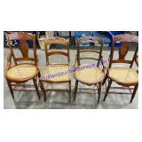 Lot of (4) Cane Rattan Dining Chairs