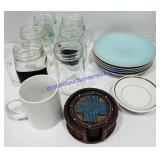 Assorted Mugs, Plates, Coasters