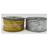Two Rolls of Wired Fabric Ribbon