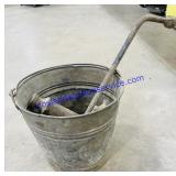 Galvanized Bucket, Hitch Pins, and Tire Iron