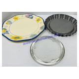 Large Plate, Pie Pan, and Footed Glass Plate