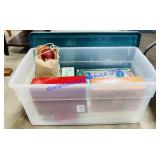 Tote With Lid Full of Christmas Ornaments