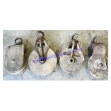 Lot of (4) Wooden Pulleys