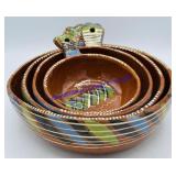 Hand Painted Pottery Nesting Bowls