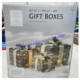 Set of 3 Lighted Gift Boxes (In Box)