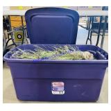 33 Gallon Tote With Lid Full of Garland