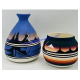Pair of Hand Painted Native American Vases