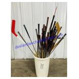 Container Full of Misc. Golf Clubs, Hockey