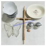 Flower Bowls, Butterfly Dish, Salt & Pepper