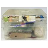 Plastic Sewing Box & Supplies