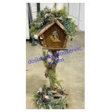 Lighted Holiday Birdhouse Stand (35")