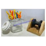 Jar With Plastic pens and a Bow Roller