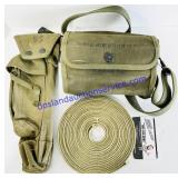 2 Military Canvas Pouches & Roll of Strap