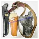 3 Unbranded Leather Holsters & Belt
