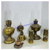 6 Metal Oil Lamps
