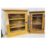 2 Wood and Glass Hanging Display Cases
