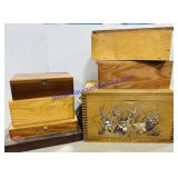 7 Wooden Storage Boxes with Lids in Variety of