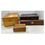 4 Wooden Storage Boxes with Hinged Lids