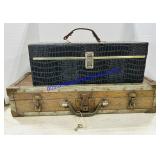 2 Wooden Storage Cases with Hinged Lids