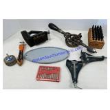 Vintage Hand-Crank Drill, Craftsman Corner Clamp,