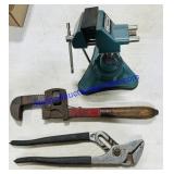 Pipe Wrench, Pliers and Portable Hobby Vise