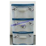 Plastic 3-Drawer Storage Cart 13 x 25"