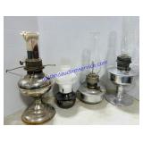 3 Oil Lamps with Chimney and 1 Oil Lamp w/out